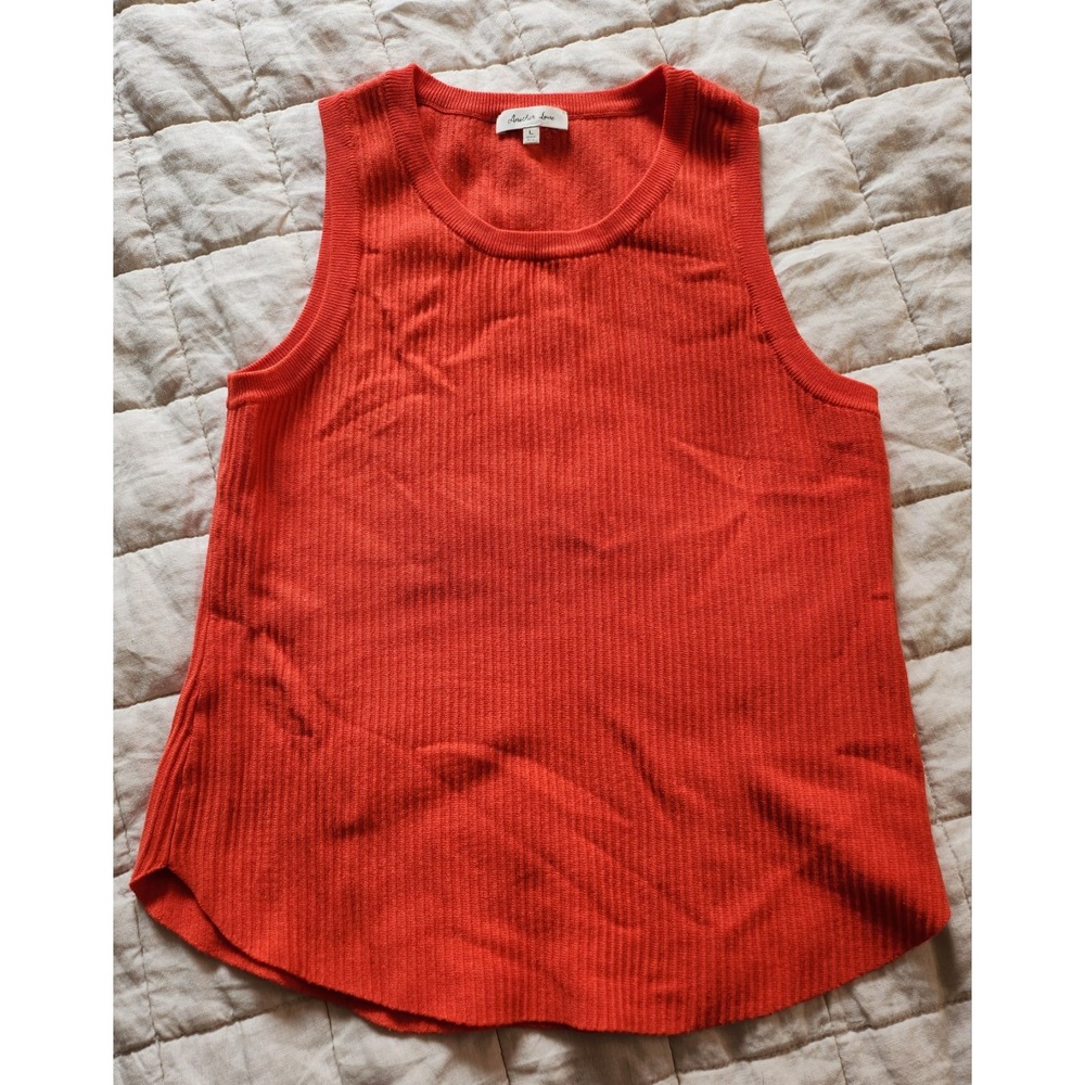 Anthropologie Another Love Red Cora Sleeveless Rib Tank Top Size Large